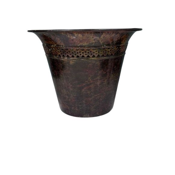 Antique Finished Metal Decorative Planter Multi-Function Brown 8.5" Bell Shaped - Picture 4 of 11
